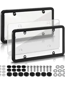 Car License Plate Frame with Screws Nuts Washers and Screwdriver, Universal Car Vehicle Exterior Accessories, Durable Automotive Parts, Protector