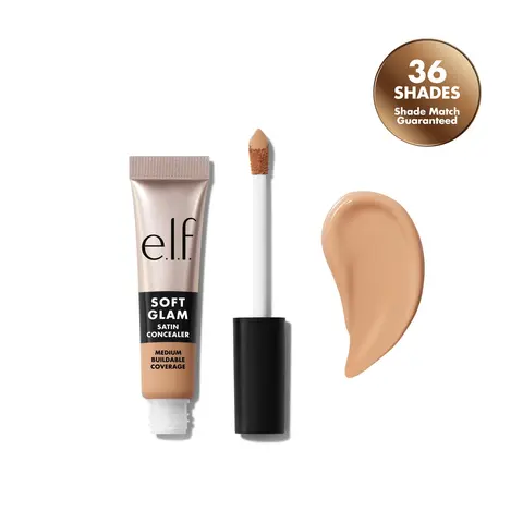 e.l.f. Soft Glam Satin Concealer - 36 Inclusive Shades, Crease-Resistant & Hydrating, 1% Hibiscus + Hyaluronic Acid, Medium Buildable Coverage $5