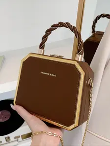 Exquisite retro and fashionable texture handbag, with a light luxury and niche personality, single shoulder crossbody bag, woven handbag and chain shoulder strap design, suitable for dates, parties, shopping, Fashionable Box Bag