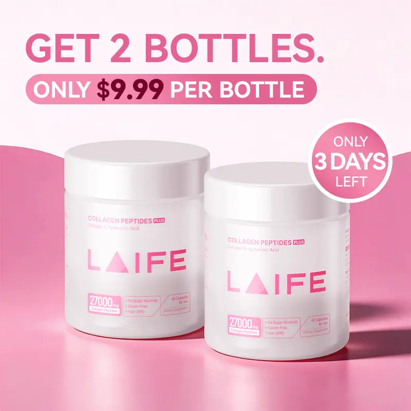 （2-pack）Laife Collagen Plus Capsules – Collagen Peptides with Hyaluronic Acid, L-Glutathione, Hydroxytyrosol & Rose Extract – Skin, Hair, Nails, Muscles & Bones Support – Brightening & Healthy Aging Support – Whole-Body Wellness Formula-60 capsules