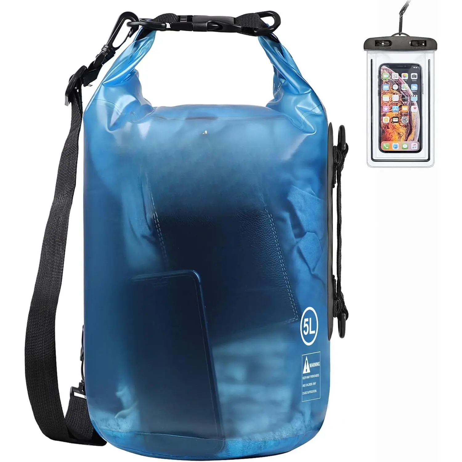 Dry Bag Waterproof for Women Men, 5L/10L/20L/30L/40L Roll Top Lightweight Dry Storage Bag Backpack with Phone Case for Travel Swimming Boating Kayaking Paddle Board Camping Beach Accessories