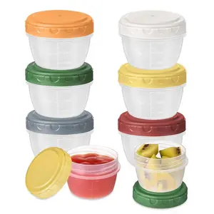 6pcs 2.7 oz Salad Dressing Container Reusable Condiment Cups with Leak-proof Lids Small Plastic Food Storage for Lunches Freezer Microwave Dishwasher Safe