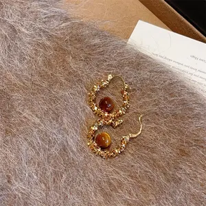 LisiZen New Autumn Winter Gold Silver Fragment Earrings Maillard Autumn Winter Whitening Stylish Earrings DZEH4963