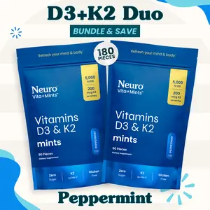D3+K2 Duo - Immune & Mood Support - Peppermint (2-Bulk Pouches)