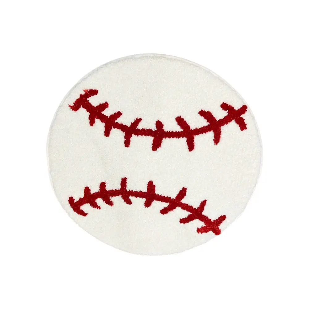 LAKEA Baseball Stitch Design Round Tufted Rug Soft Carpet and Cozy for Sports Themed Rooms and Kids Play Areas Machine Washable Rug Non Slip Rugs Shaggy Fuzzy Rugs Fluffy Rugs