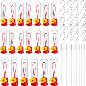 10 Pack Small Hummingbird Feeder for Outdoors Mini Hummingbird Feeders with S Hook Cleaning Brush Plastic Single Hummingbird Feeders for Outdoors Window Hanging