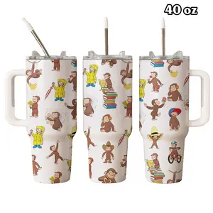 Curious George Classic Cartoon Monkey Tumbler 40oz & 30oz, Nostalgic Character Drinkware For Men Women, Cute Travel Cup Gift Idea | 200326.R0011.ID03