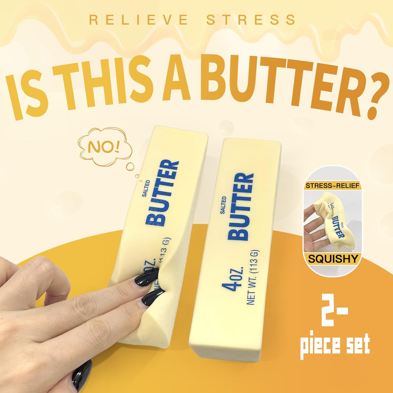 Slow Rising Squishy Butter Stick ,Squeeze Butter Toy, Stress Balls，Stress Relief & Fidget Toys,Realistic Food Squishies Fidget Toys, Gifts, Party Favors