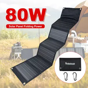 SMARAAD 80W Portable Foldable Solar Panel - 5V USB Charging Port, Climbing Carabiners Included, for Outdoor Home Improvement Solar Power Use outdoorfun