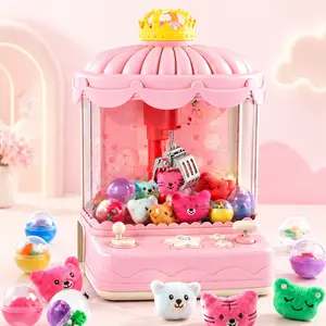 Kids Claw Machine Toy, Mini Arcade Vending Game with Plush Toys, Capsule Balls, Music Lights and Prize Grabber Fun