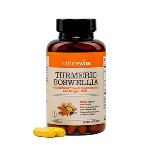NatureWise Turmeric Boswellia Supplement with BioPerine & Organic Ginger Root - Organic Turmeric 900mg + Boswellia Extract 600mg - Non-GMO, Vegan, USA Manufactured