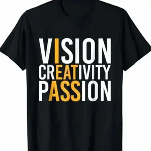 Humorous TShirts Featuring Vision Creativity and Passion Made from Cotton for Casual Fashion Stylish Streetwear 8YW