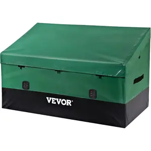 VEVOR Outdoor Storage Box, 150 Gallon Waterproof PE Tarpaulin Deck Box w/Galvanized Frame, All - Weather Protection Portable, for Camping, Garden, Poolside, and Yard, Black Green