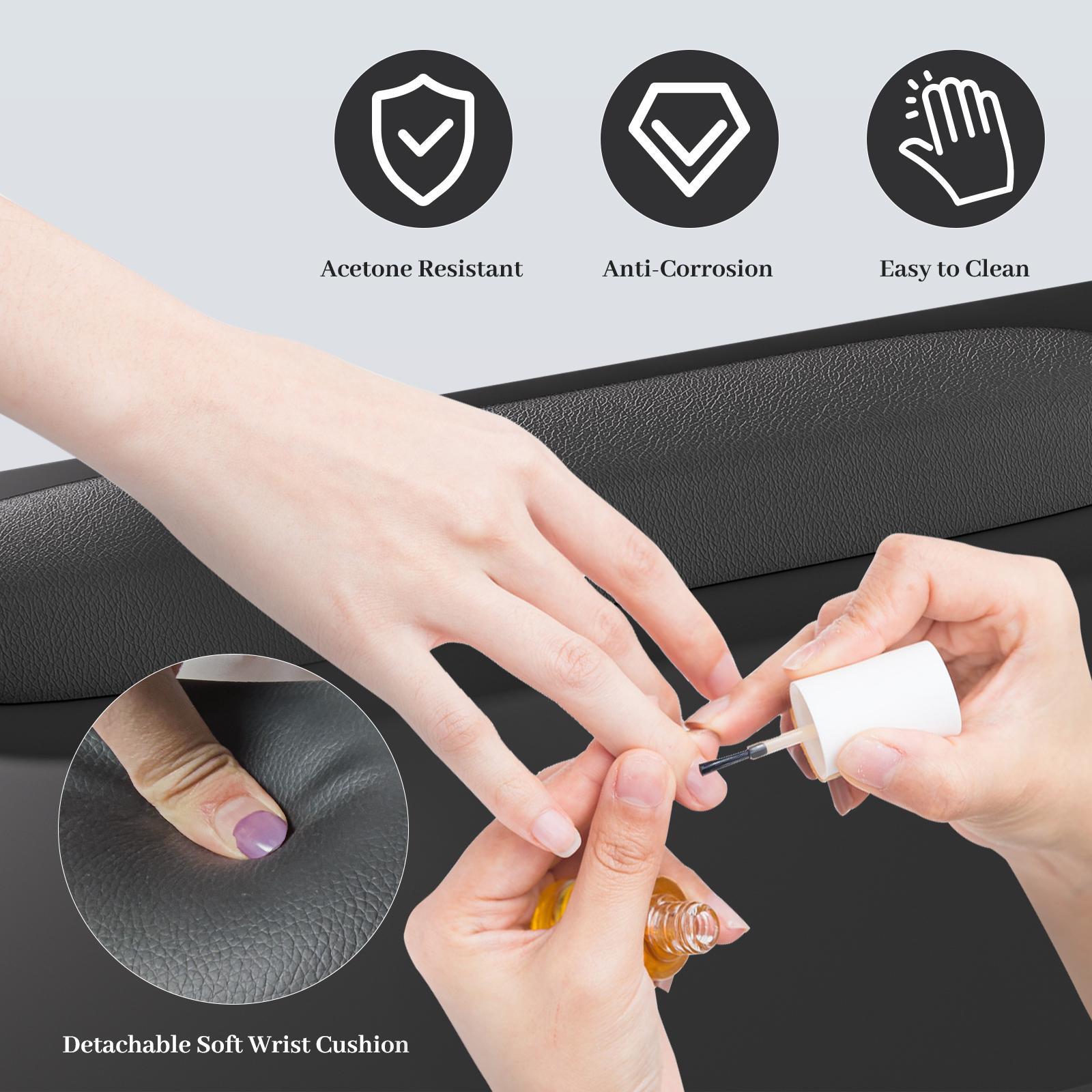 Manicure Table for Nail Tech with 3 Storage Drawers Wrist Cushion Professional Nail Station for Salon Pub