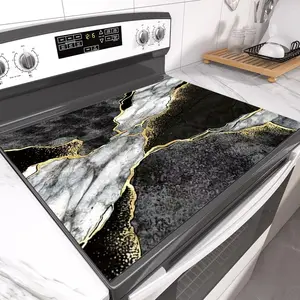 Elegant Marble Pattern Non-Slip Rubber Grill Mat, Stove Panel Protector, Perfect for Home Kitchen Decor, Multi-Purpose Stove Cover