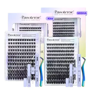 Kira & Misha Pawotence Signature Lash Clusters Kit | Featherlight Wispy, Dense Full Volume, Waterproof & All-Day Hold | From Natural Day to Glam Night | Your DIY Dream Look, Beginner-Friendly Lash Clusters