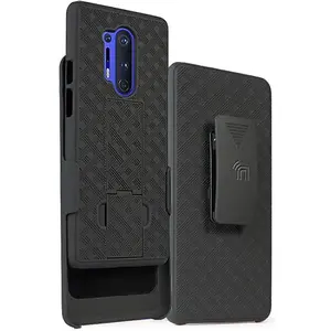 Case with Clip for OnePlus 8 Pro, Nakedcellphone [Black Tread] Kickstand Cover with [Rotating/Ratchet] Belt Hip Holster Holder Combo for OnePlus 8 Pro