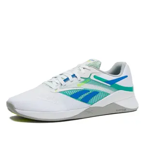 Reebok Nano X4 Mens Shoes, Cross Training Gym Sneakers for Men, Footwear White/Unleashed Green/Grey 1, 10