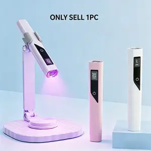Portable digital display LED handheld nail art lamp, two-speed timing options, quick drying without black hands, with base to free hands, screen display timing, USB charging, three-color options