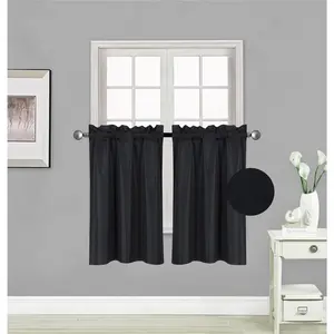 2 Short Panels Tiers Small Window  Curtain Blackout 28" W X 36" L Each for Kitchen Bathroom # R5