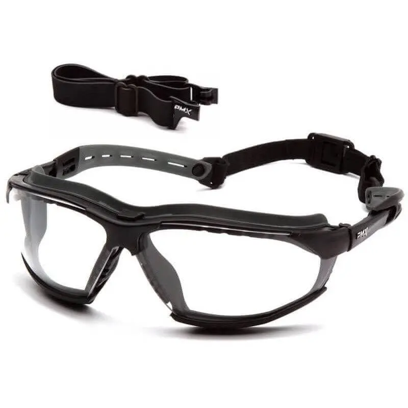 Pyramex Isotope Safety Glasses/Goggles Black Frame Clear H2MAX Anti-Fog Lenses