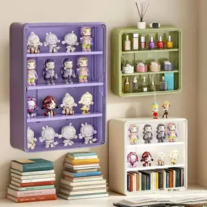 Large Wall-Mounted Display Rack for Doll Collection, 3 or 4-Tier Acrylic Storage Box with Magnetic Design, Space-Saving Clear Compartments for Action Figures and Accessories, Collector Display