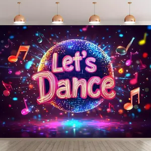 Reusable Multicolor "Let's Dance" Polyester Backdrop Banner, 1pc Easy-Hanging Photo Wall Decoration & Photo Booth Accessory for Birthday Parties, Indoor-Outdoor Home Supplies