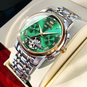 Men’s Automatic Skeleton Mechanical Watch – Waterproof Stainless Steel Business Wristwatch with Calendar