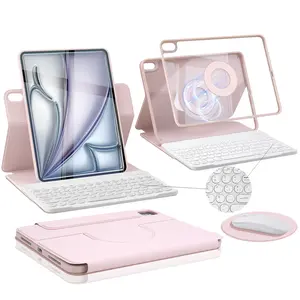 SPALLO Magnetic Spanish Ñ Keyboard Case, Wireless Tablet Keyboard, for iPad A16 11th, 10th Gen, Compatible with iPad Pro M5 2025 & iPad Air 7th 2024, 6th, 5th Gen - 360 Rotatable Detachable Keyboard - Backlit Wireless Keyboard Case