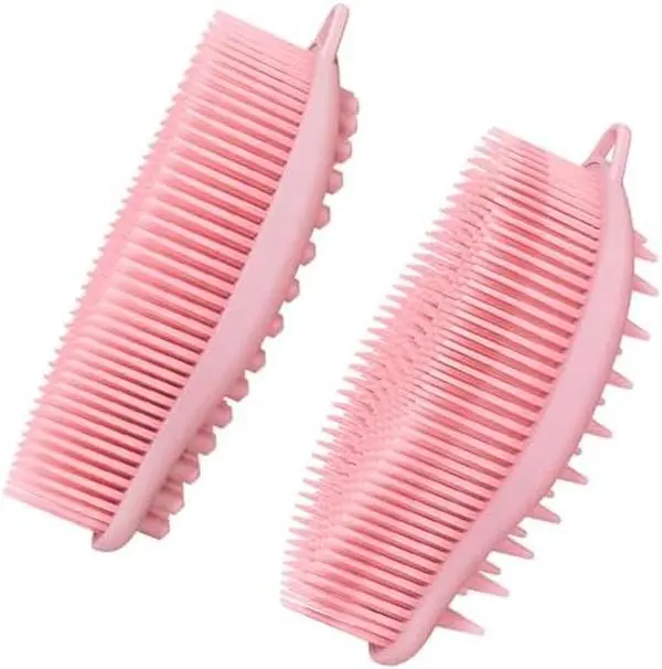 Silicone Body Scrubber Pro 2-in-1 Shower Scrubber for Body Care, Lathers Well, Silicone Loofah and Body Scrubber Exfoliator for Men and Women (Pink+Pink, Body + Massage)