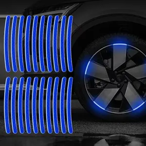 20Pcs Car Wheel Hub Reflective Sticker Tire Rim Reflective Strips Luminous for Night Driving Car Bike Motorcycle Wheel Sticker NONE