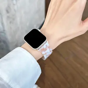 Fashion Ceramic Resin Watch Band (Band Only), Foldable Clasp Watch Band for Women & Men, Wearable Accessories Compatible with Apple Watch Series, Smart Watch Strap
