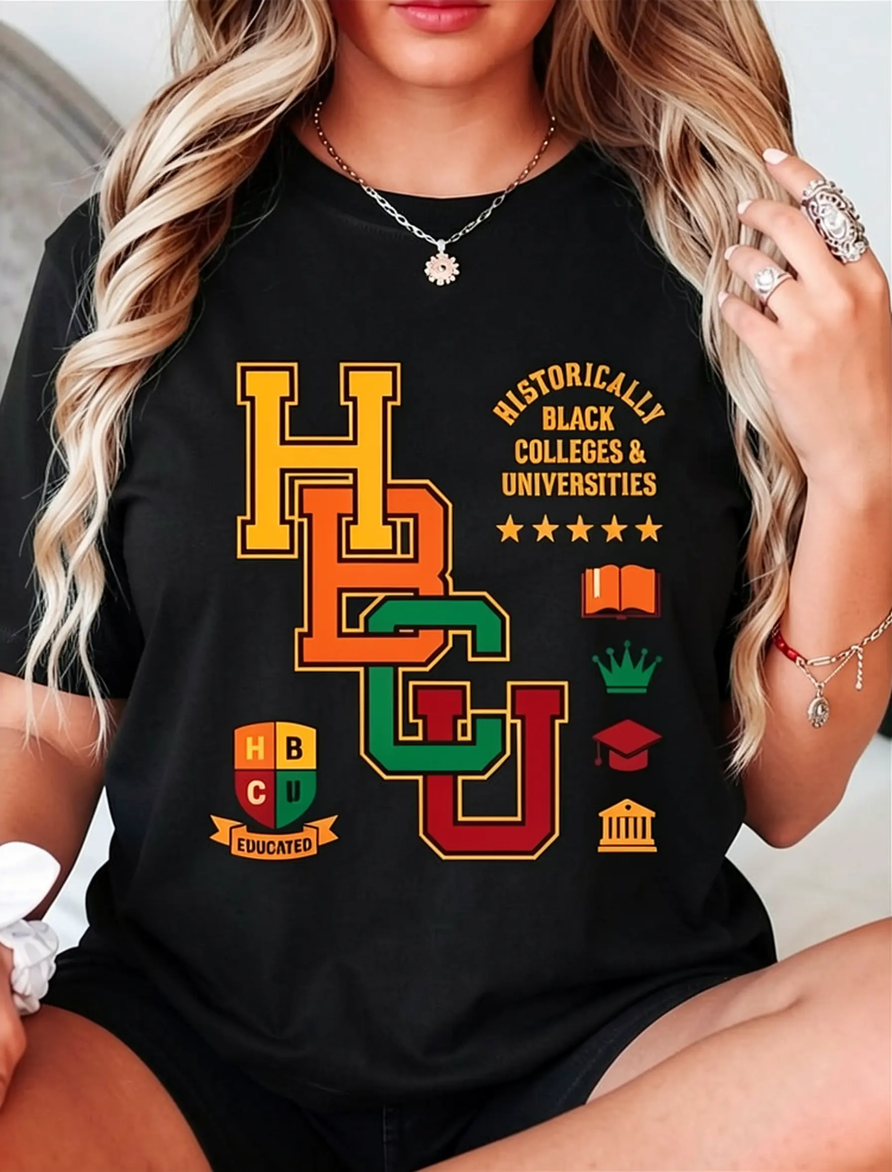 Women's 100% Premium Cotton HBCU Grad Alumni Tshirt, Streetwear Casual Tee, Breathable Fabric, Classic Crew Neck, Clean Look, Digital Print, Short Sleeves, Relaxed Cut, High-Quality Graphic, Full Size Range Available