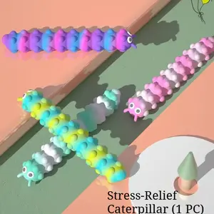 Caterpillar Pop-Bubble Sensory Toy, Stress-Relief Fidget Toy, Sensory Press Toy, Stress-Alleviating Toy, Ultimate Fidget Stress Reliever, Squishy Sensory Fidgets