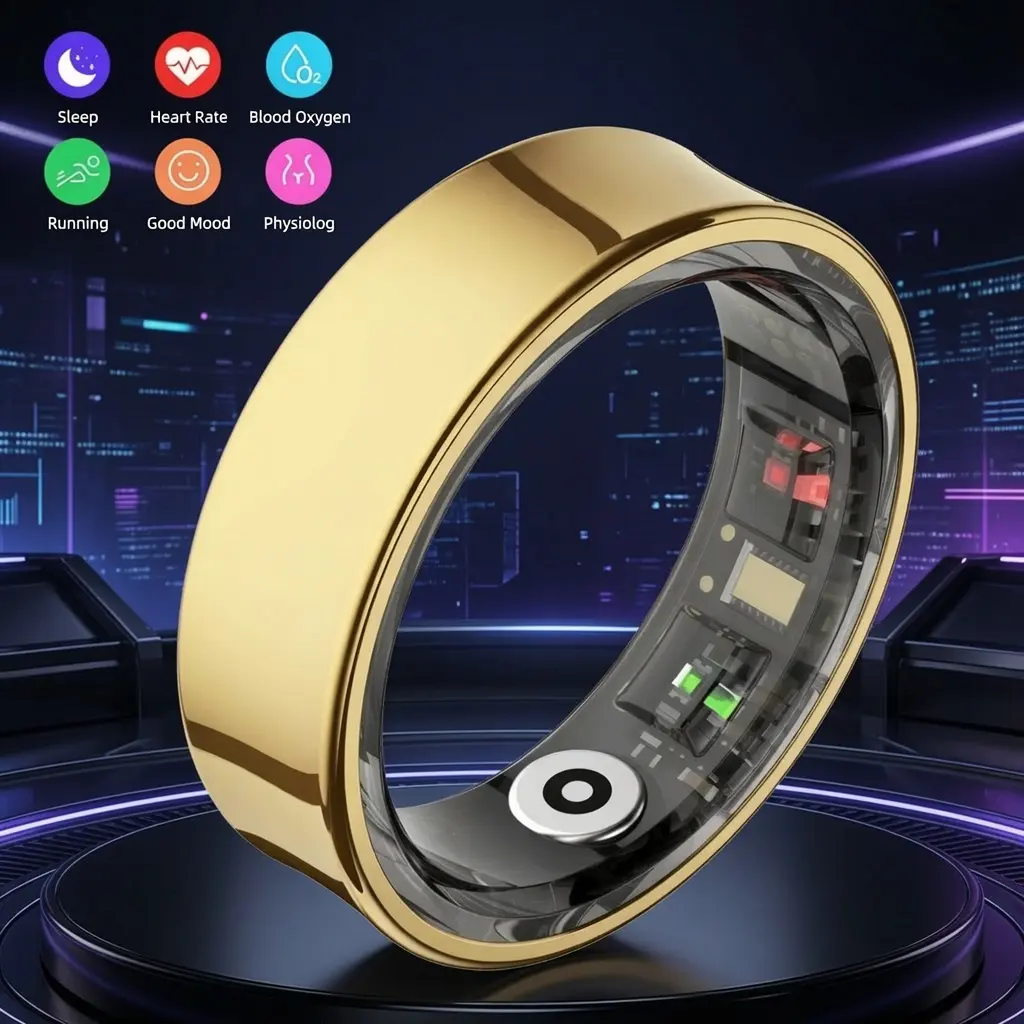 R09 Smart Ring Pedometer, Activity Tracker with Step Counter, Calorie & Sleep Tracking, Remote Camera Control, IP68 Waterproof, Rechargeable Fitness Ring