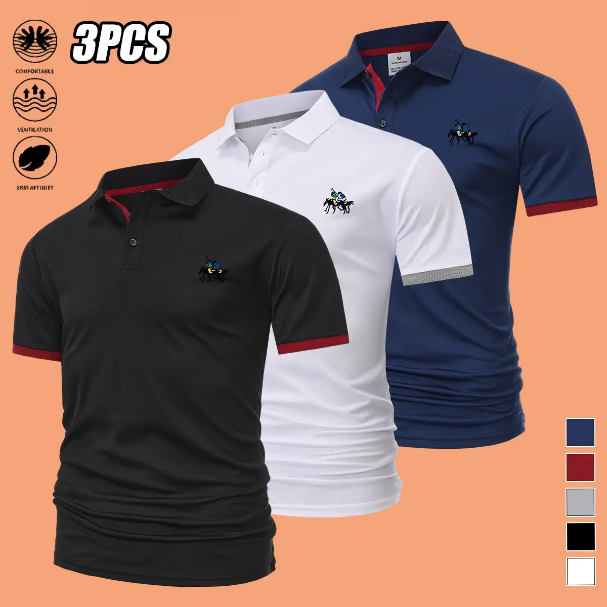 Men's Short-Sleeve Business Casual Polo Shirt - New Summer Menswear Top, Quick-Drying, Breathable, Wrinkle-Resistant, Minimalist, Easy to Care for, Multi-Color, Suitable for Business & Everyday Wear, Tops, Shortsleeve