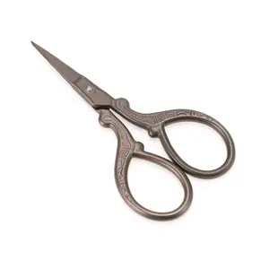 VOCOSTE 1pc Women's Embossed Scissors Eyebrow Trimmer Scissors for Bathroom Titanium Tone