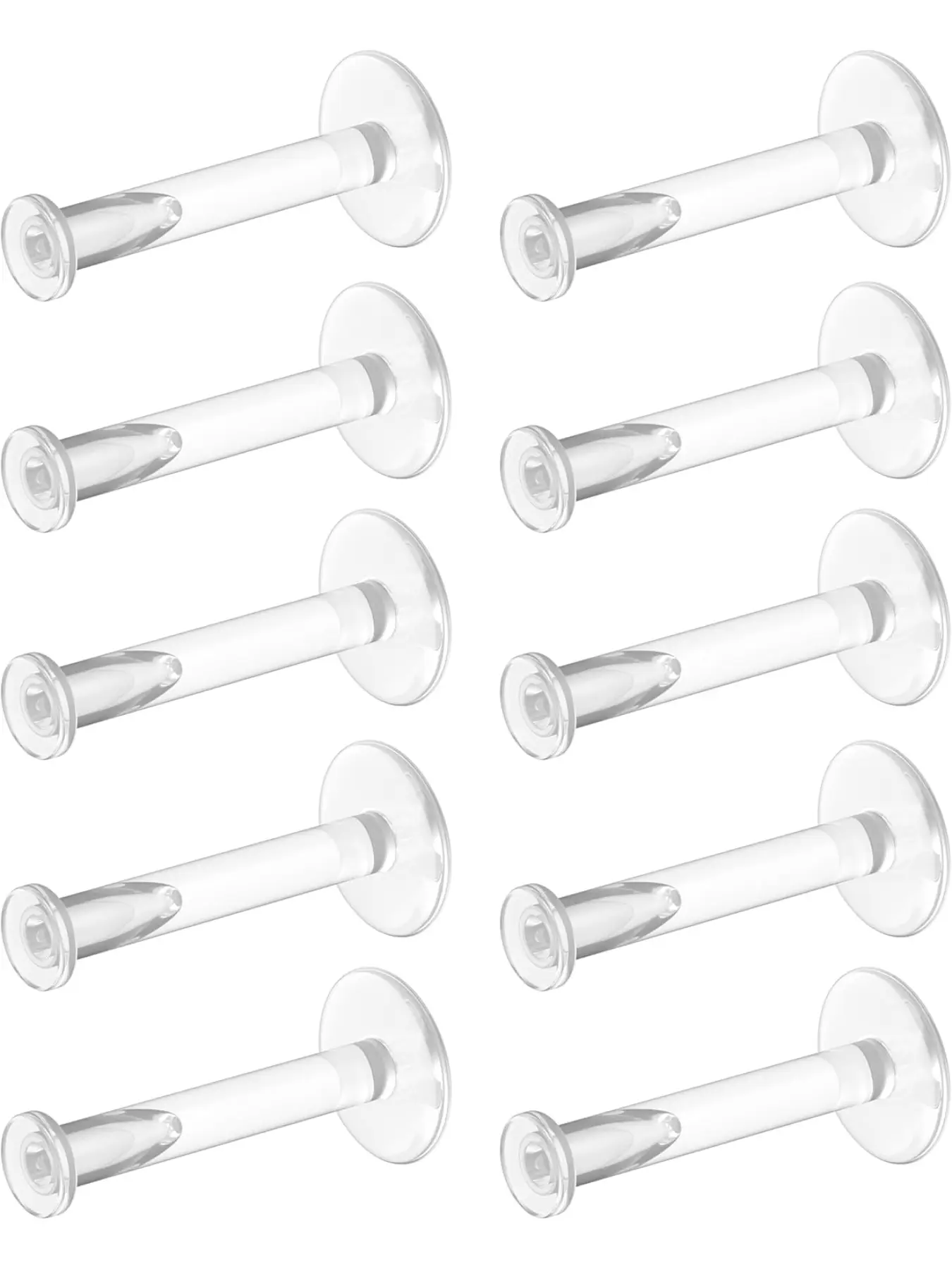 10pcs 16g Clear Earrings for Sports, Work, Bioflex Labret Clear Piercing Retainers Plastic Clear Piercings Stud Earrings Lip Labret Studs Replacement for Cartilage Helix Tragus Lip Medusa Monroe Body Piercing Jewelry (6mm, 8mm, 10mm, 12mm)
