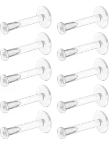 10pcs 16g Clear Earrings for Sports, Work, Bioflex Labret Clear Piercing Retainers Plastic Clear Piercings Stud Earrings for Cartilage Helix Tragus Lip Medusa Monroe Body Piercing Jewelry (6mm, 8mm, 10mm, 12mm)