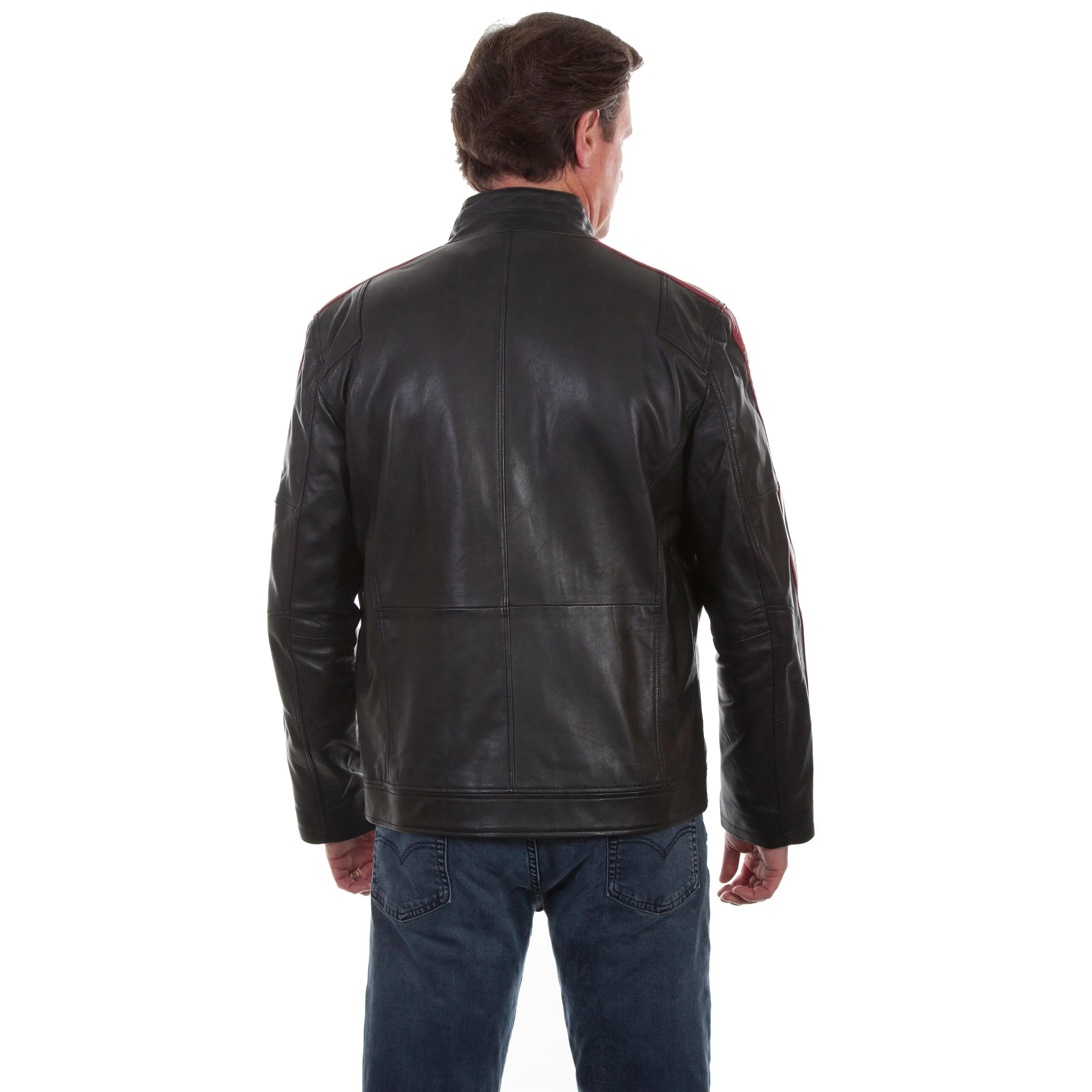 Scully Men's Classic Leather Striped MC Jacket - Casual Long Sleeve Menswear Top with Pockets, Men's Coat, Tops, Fashion, Sleeves, Coats, Leather Jacket, Riding Jacket, Zip Front