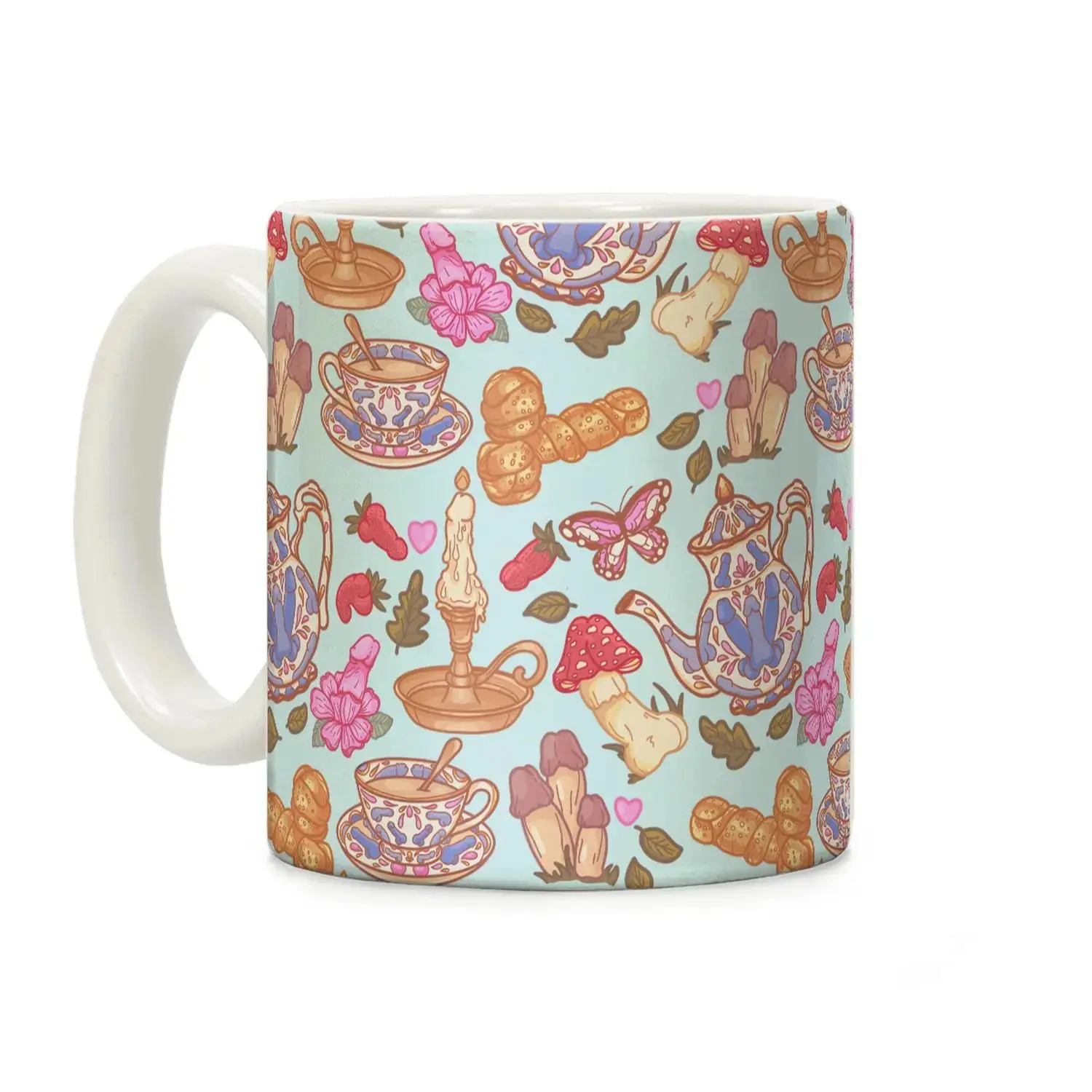 Cottage Core Coffee Mug Reusable Ceramic Drinkware with Large Handles – Printed in the USA – Aesthetic Coffee & Tea Mug