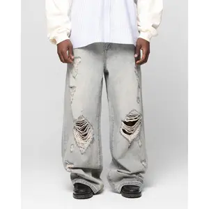 Loiter Star Layered Distressed Jeans Washed Blue