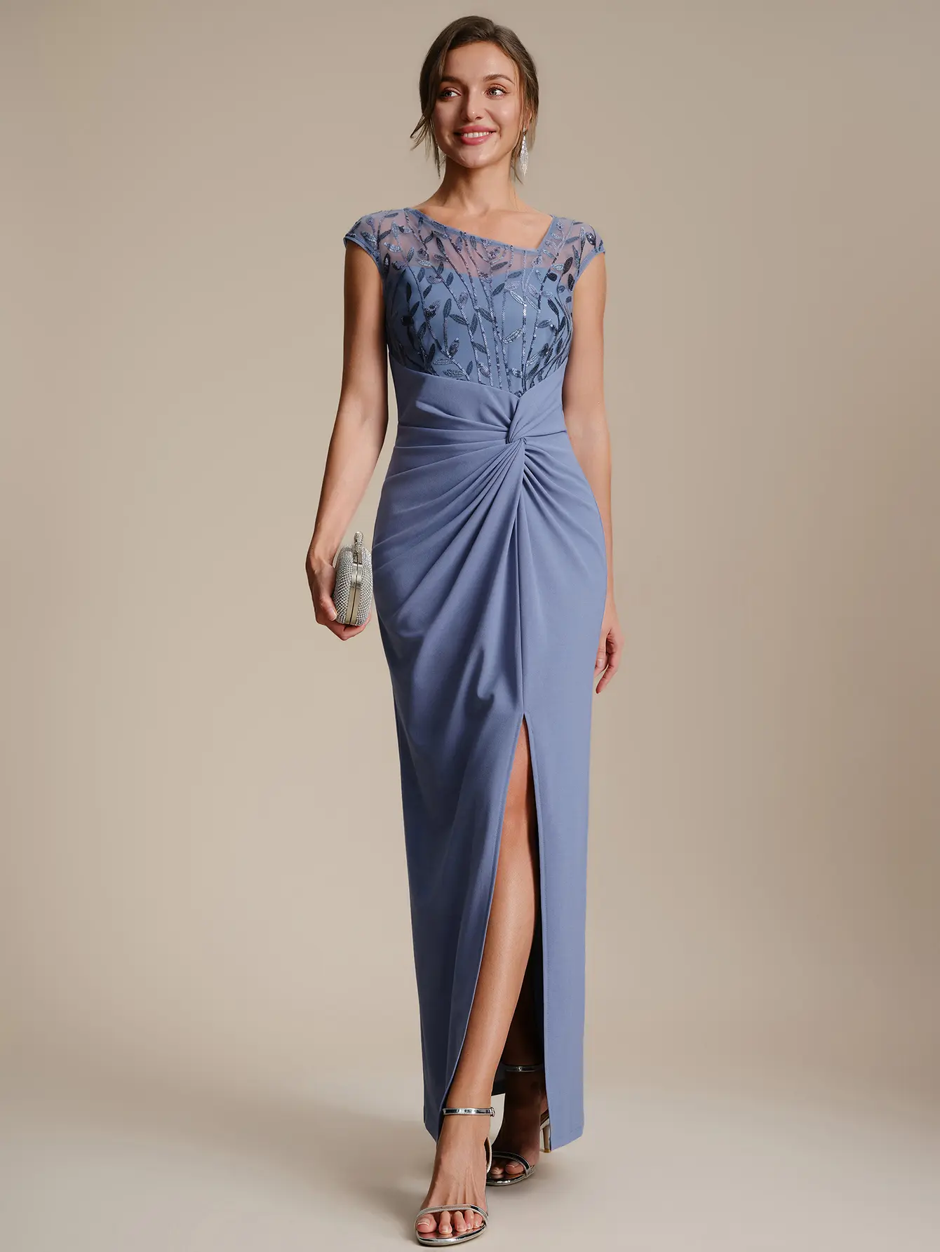 EVER PRETTY Women's Chic Mermaid Formal Dress, Sequin Bodice Knit Gown for Wedding Guests & Events with Cap Sleeves, Formal Dresses For Women, Gowns, Formal Wear, Lady
