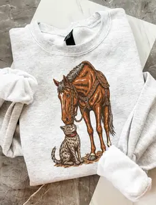 Horse And Cat Friends Graphic Top