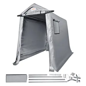 fathersdaygift  VEVOR Outdoor Storage Shed, 6x 8 ft Portable Storage Tent with Roll-up Door Vents, Waterproof Canopy Shed Shelter, Heavy Duty Frame, Patio Garage Carport for Motorcycle, Lawn Mower, Bike, Grey