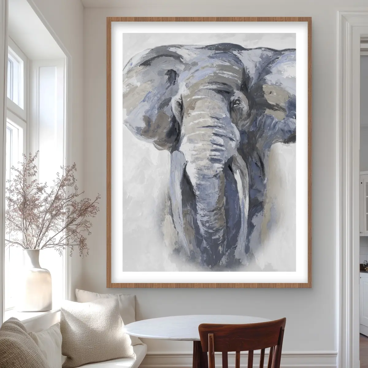 212 MAIN Framed Matted Pastel Blue Animal Print Wall Art, 36x48 in Artistic Photo, Nature-Infused Home Decor, Ideal Housewarming Gift for Indoor Aesthetic Spaces