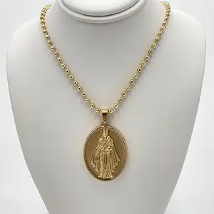 MARACCESORIOS. virgin pendant and ball chain. size 18 to 20 cm. cadena de la virgen