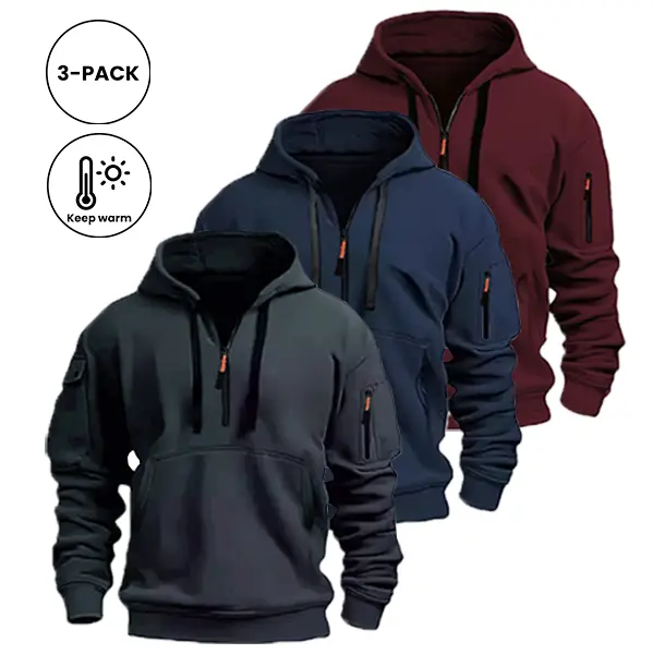 Men's 5-Pack Long-Sleeve Hoodies, Solid Pullover Sweatshirts for Outdoor Sports, Warm Athletic Apparel for Autumn & Winter,back to school,back to school shopping, Fitted, Do Not Dry Clean