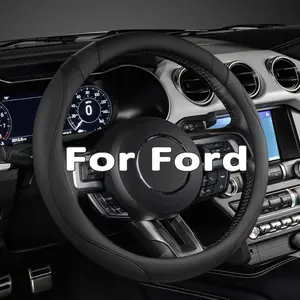 Car Steering Wheel Cover for Ford Escape,Explorer,Fusion,Focus,Bronco,Transit,Edge(Black- Standard Size)