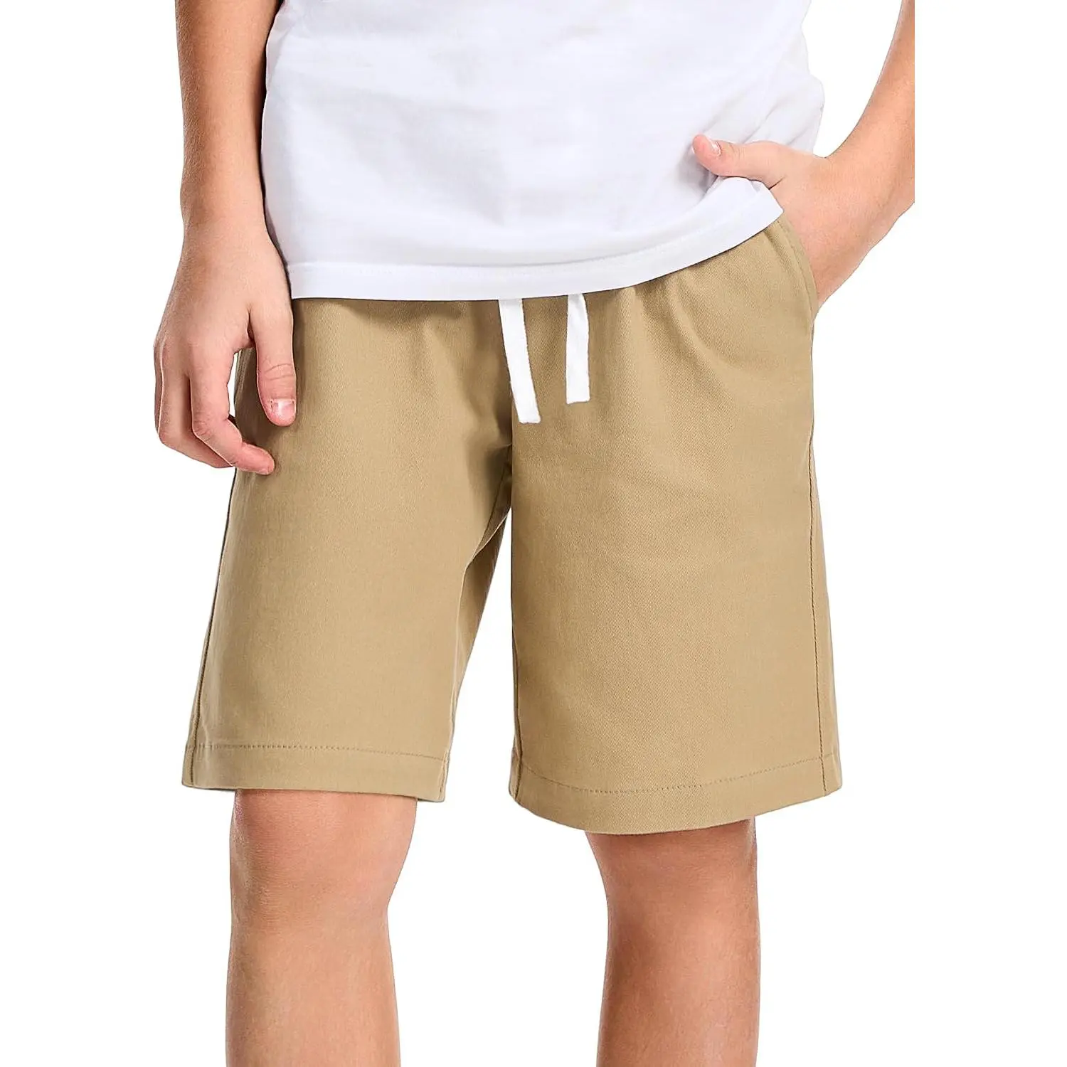 Boys' School Uniform Stretch Chino Shorts, Casual Wear with Regular Fit, Stretch Material for Ages 7-14 School Look